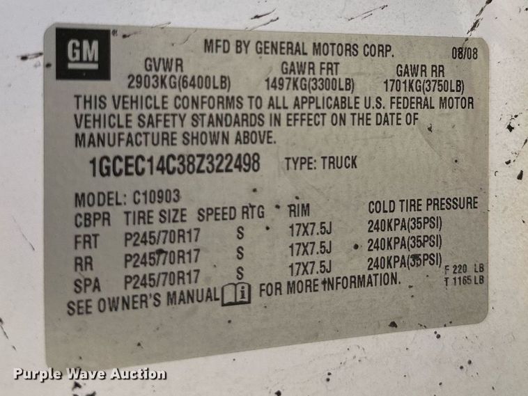 image for item DD3264 2008 Chevrolet Silverado1500 pickup truck