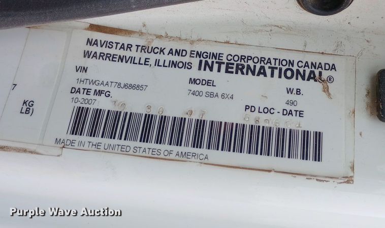 image for item DH1436 2008 International  7400 dump truck