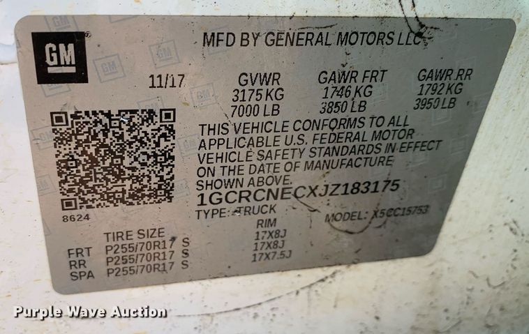 image for item DM1817 2018 Chevrolet  Silverado 1500 Double Cab pickup truck