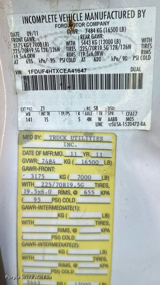 image for item DN0768 2012 Ford  F450 Super Duty XL dump truck