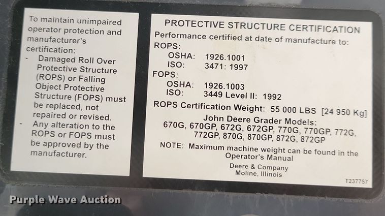 image for item DN3537 2013 John Deere 772G motor grader