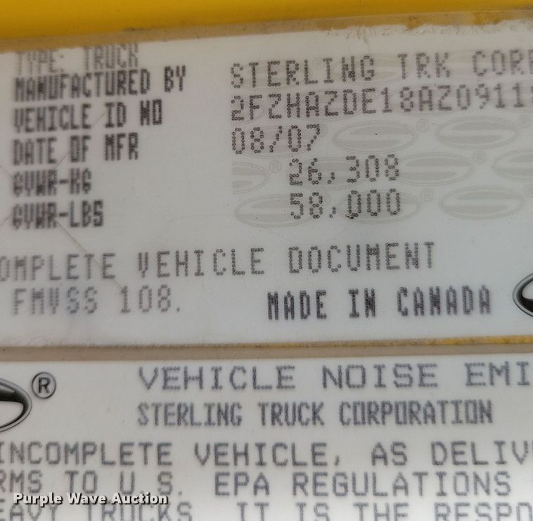 image for item DN3539 2008 Sterling LT9500 dump truck