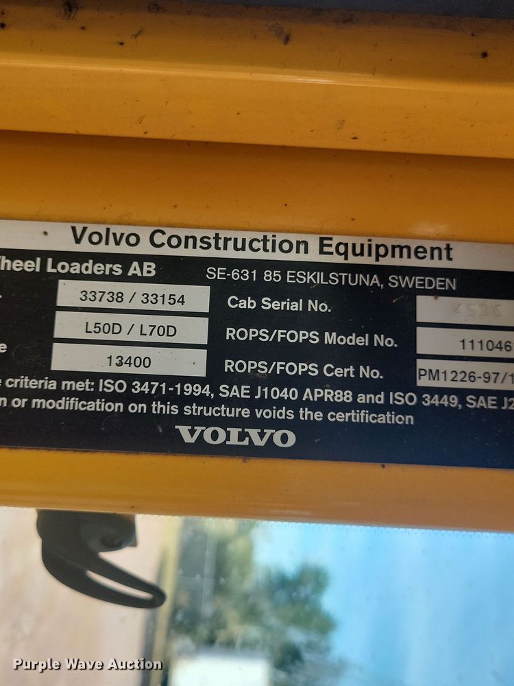 image for item DN3574 2002 Volvo L70D wheel loader