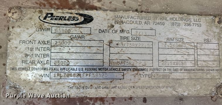 image for item DN3578 2014 KNL Holdings, LLC 48-SW0 refuse trailer