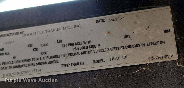 image for item DN3579 2007 Doolittle Trailer enclosed cargo trailer