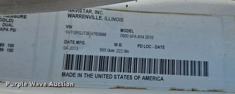 image for item DO5482 2014 International WorkStar 7600 dump truck