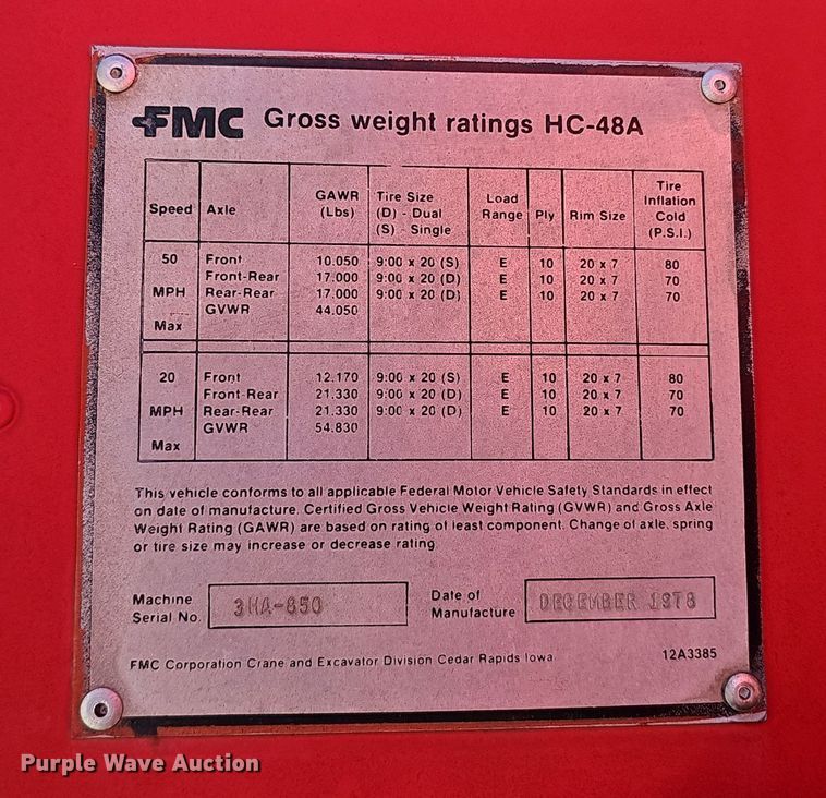 image for item DO5484 1978 FMC Link-Belt HC-48A crane