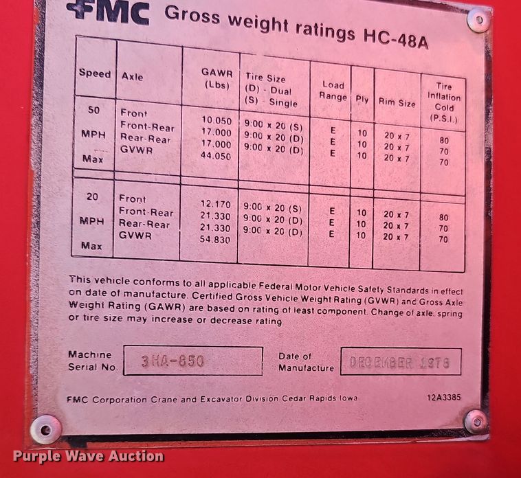 image for item DO5484 1978 FMC Link-Belt HC-48A crane