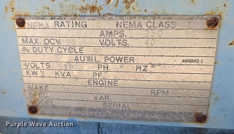 image for item DO5489 Hobart GF-250 welder/generator