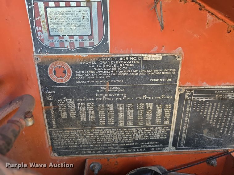 image for item DO5498 1968 Koehring 405C crane