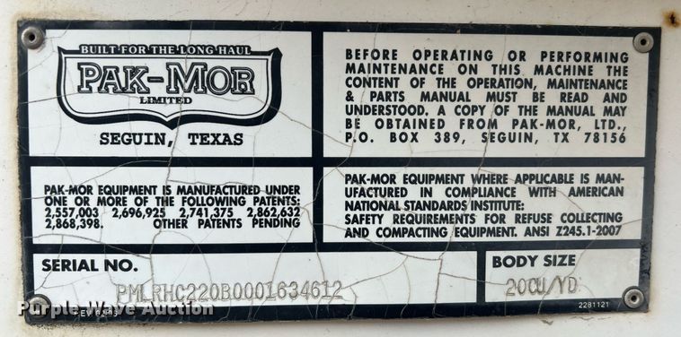 image for item DO7515 2013 Crane Carrier Low Entry refuse truck