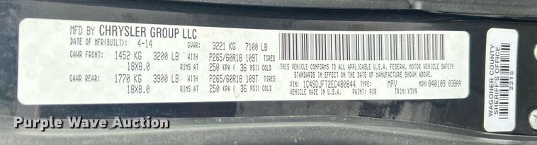 image for item DO7529 2014 Dodge Durango Police SUV