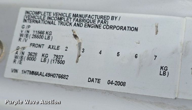 image for item DO7704 2009 International Dura Star 4300  dumpster carrier truck