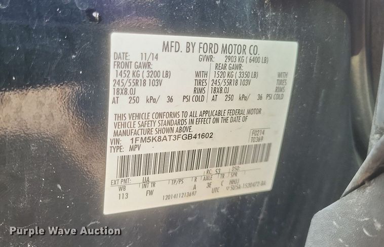 image for item DQ3656 2015 Ford Explorer Police Interceptor  SUV