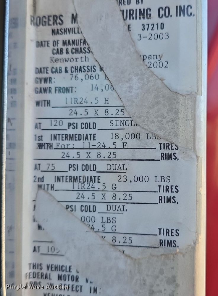 image for item DQ4569 2003 Kenworth  T800 dump truck