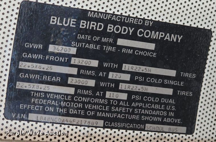 image for item DQ4571 2004 Bluebird  All American  school bus