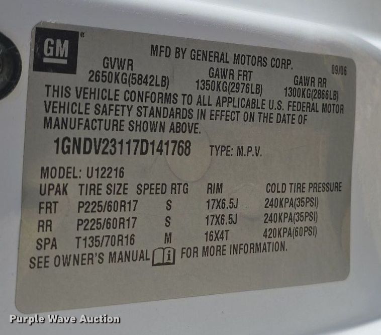 image for item DQ5175 2007 Chevrolet Uplands LS AmeriVan handicap accessible van