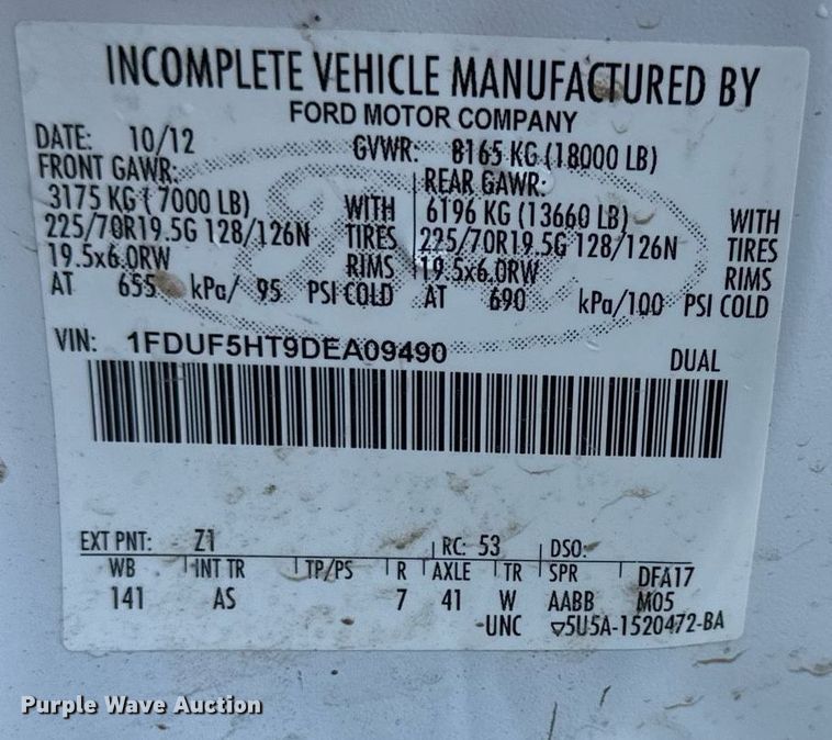 image for item DR2637 2013 Ford F550 Super Duty dump truck