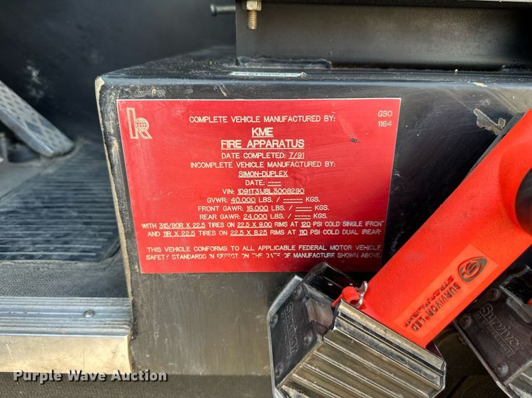 image for item DR2660 1990 Simon-Duplex Pumper Tanker pumper fire truck