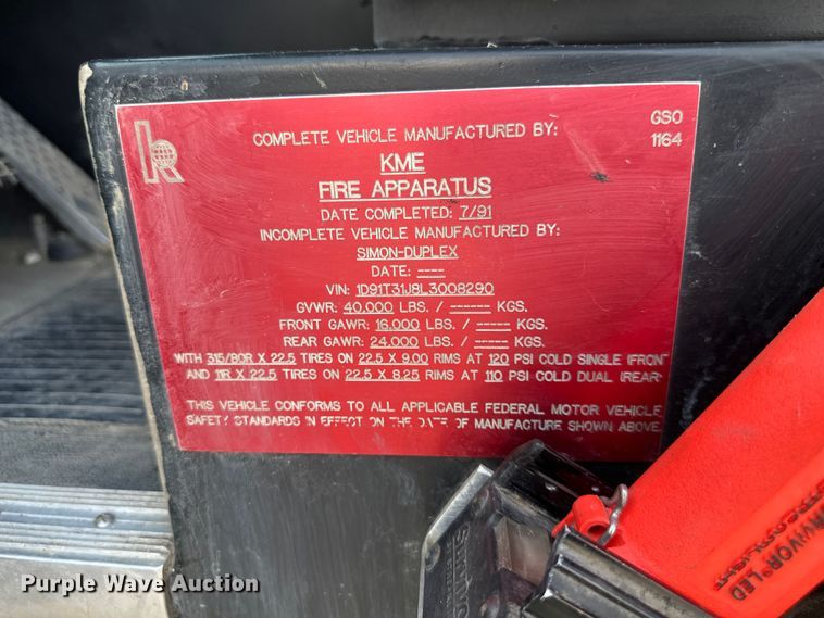 image for item DR2660 1990 Simon-Duplex Pumper Tanker pumper fire truck