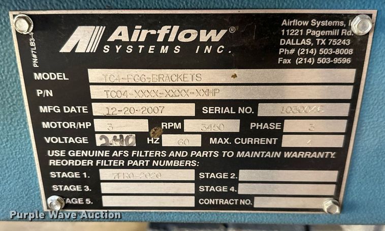image for item DR2697 (2) 2007 Airflow Systems TC4-PG6 dust collectors