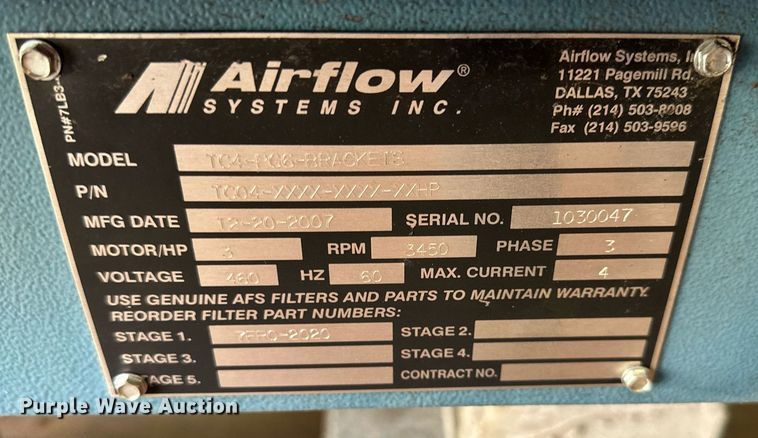 image for item DR2697 (2) 2007 Airflow Systems TC4-PG6 dust collectors