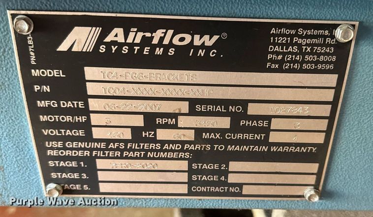 image for item DR2698 (2) 2007 Airflow Systems TC4-PG6 dust collectors