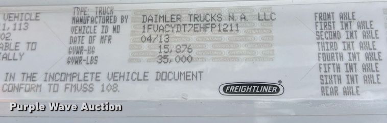 image for item DS3123 2014 Freightliner M2 grapple crane truck