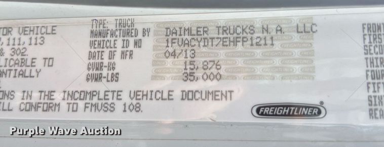 image for item DS3123 2014 Freightliner M2 grapple crane truck