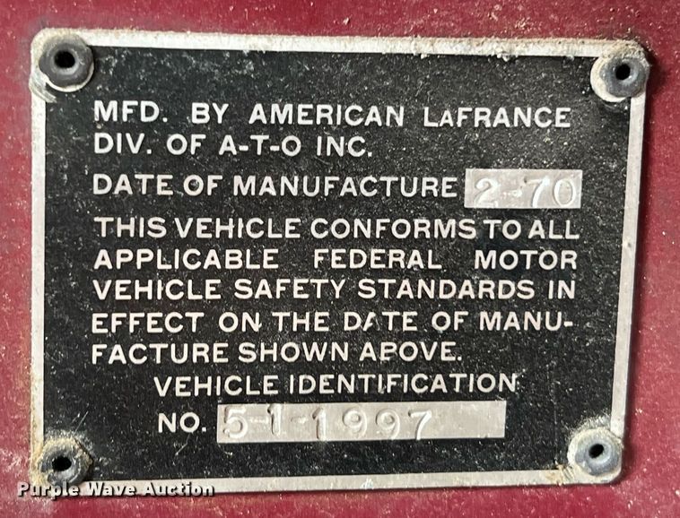 image for item DS3124 1970 American LaFrance  pumper fire truck