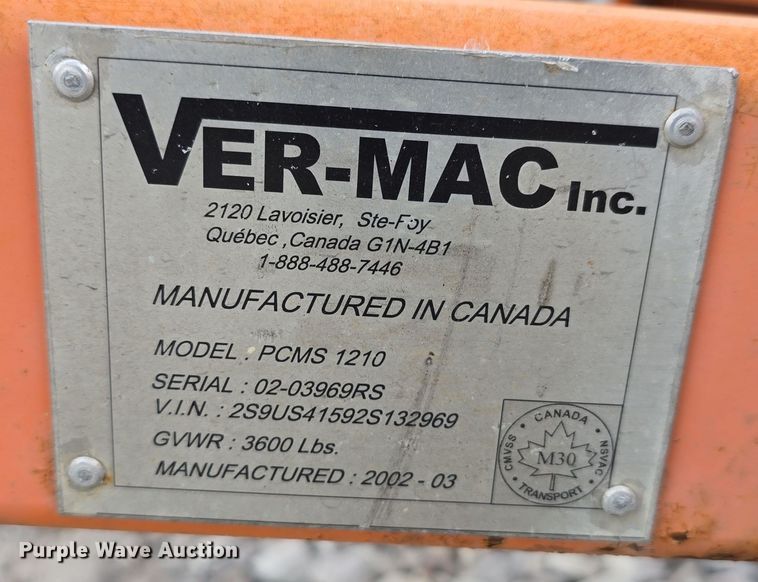 image for item DS4863 2002 Ver-Mac Inc. PCMS 1210 message board trailer