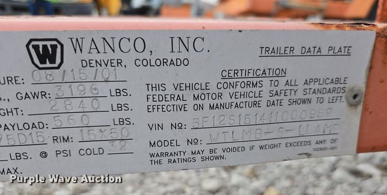 image for item DS4864 2001 Wanco Inc.  WTLMB-S-LLAMP message board trailer