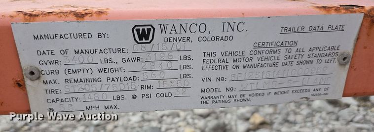 image for item DS4864 2001 Wanco Inc.  WTLMB-S-LLAMP message board trailer