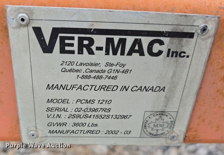 image for item DS4865 2002 Ver-Mac Inc. PCMS 1210 message board trailer