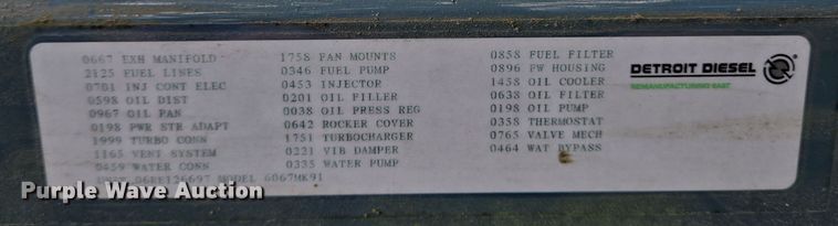 image for item DT5269 2011 Detroit Diesel 6067MK91 engine