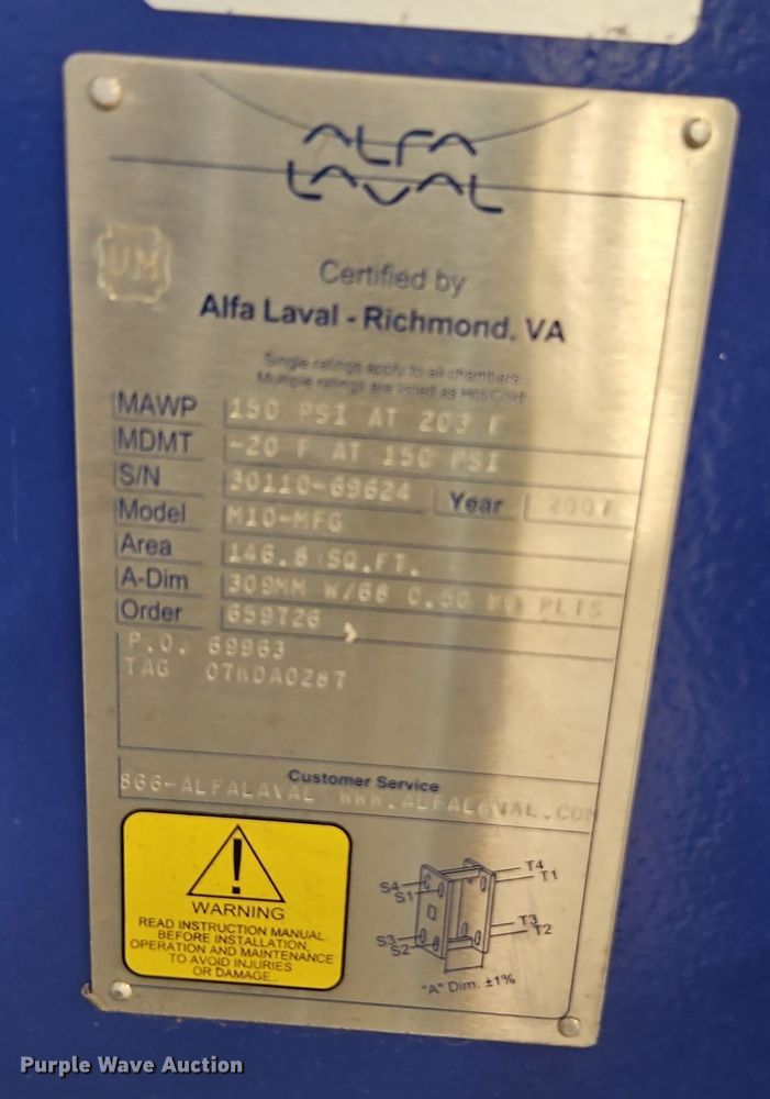 image for item DT7508 (2) Alfa Laval M10-MFG plate heat exchangers