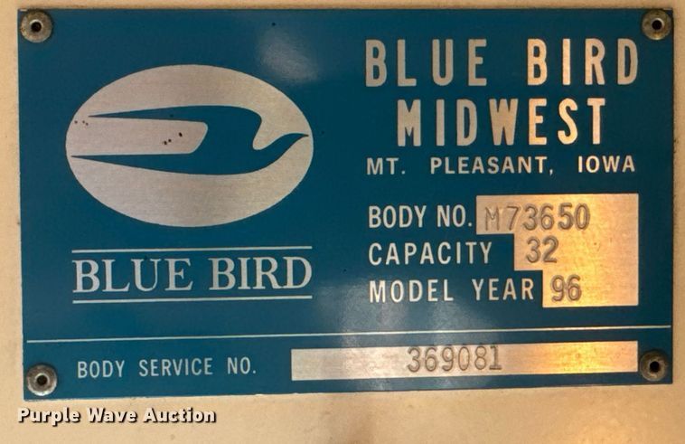 image for item DV2807 1996 Blue Bird TC2000 school bus