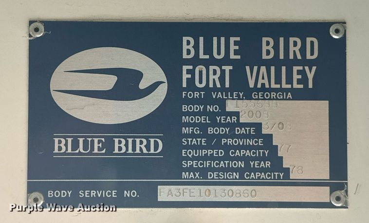 image for item DV2808 2009 Blue Bird All American school bus