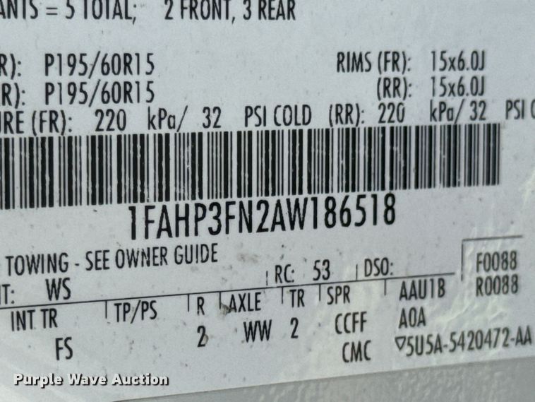 image for item DX1242 2010 Ford Focus 