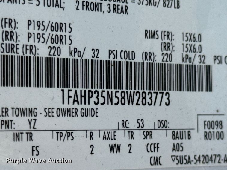 image for item DX1249 2008 Ford Focus 