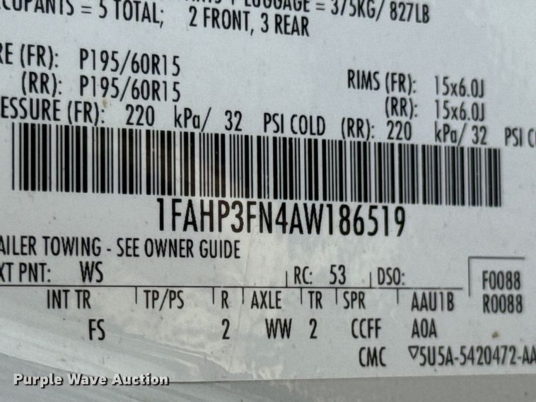 image for item DX1250 2010 Ford Focus 