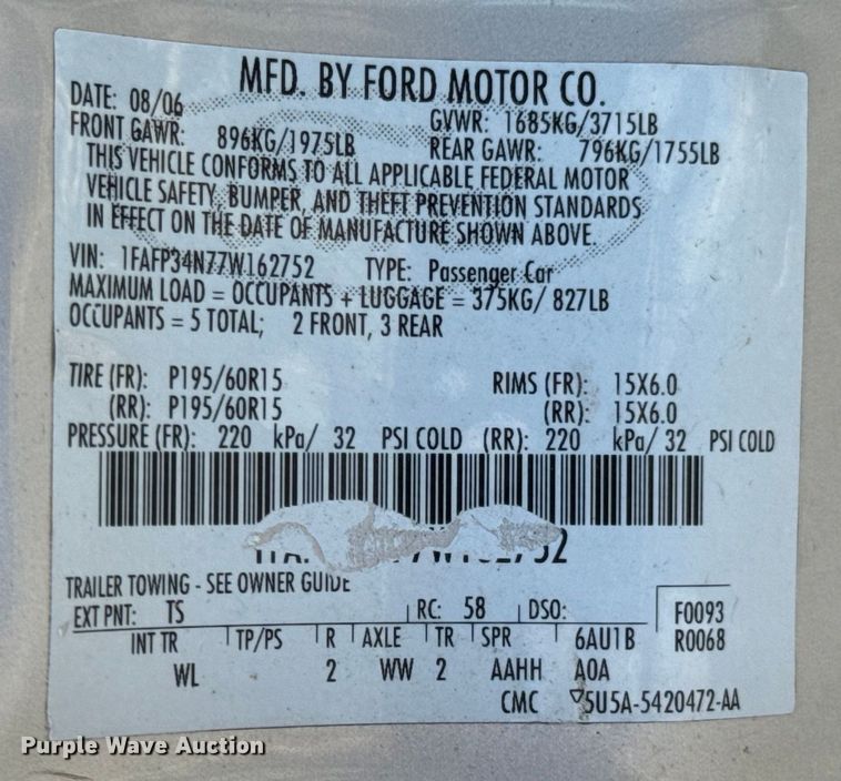 image for item DX1253 2005 Ford Focus 