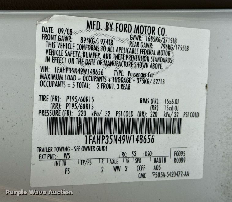 image for item DX1289 2009 Ford Focus SE 