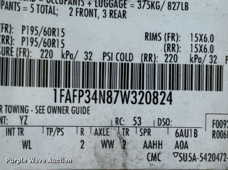 image for item DX1291 2007 Ford Focus SE 