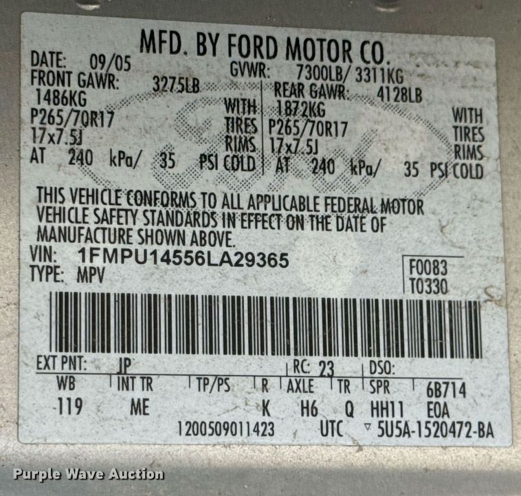 image for item DX1315 2006 Ford Expedition SUV