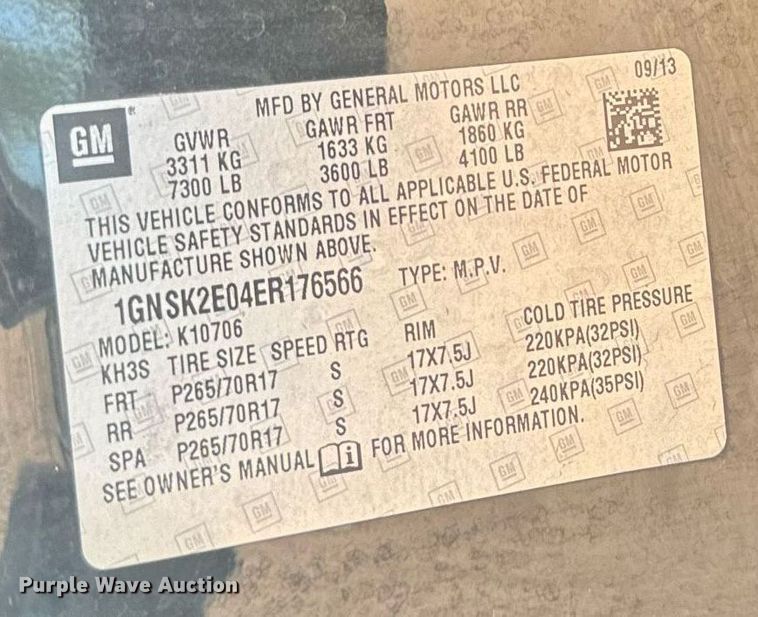 image for item DX3608 2014 Chevrolet  Tahoe Police SUV