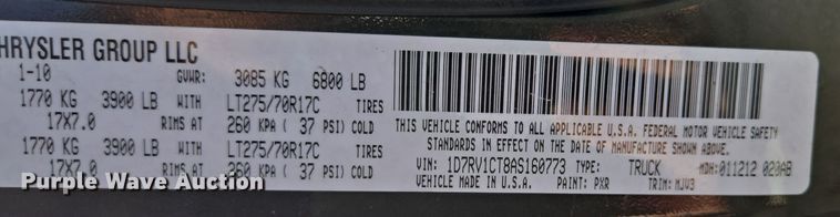 image for item EE8517 2010 Dodge Ram  Crew Cab pickup truck