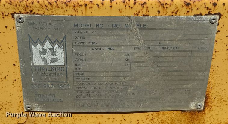 image for item EG6687 1993 Trail King TK30-2400 equipment trailer