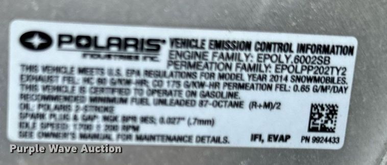 image for item EG6744 2014 Polaris Indy 600 snowmobile
