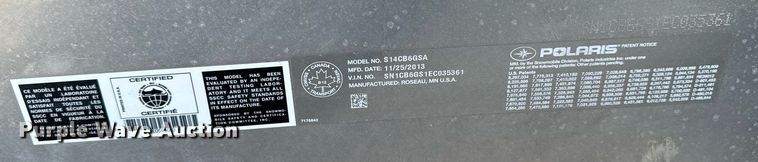 image for item EG6744 2014 Polaris Indy 600 snowmobile